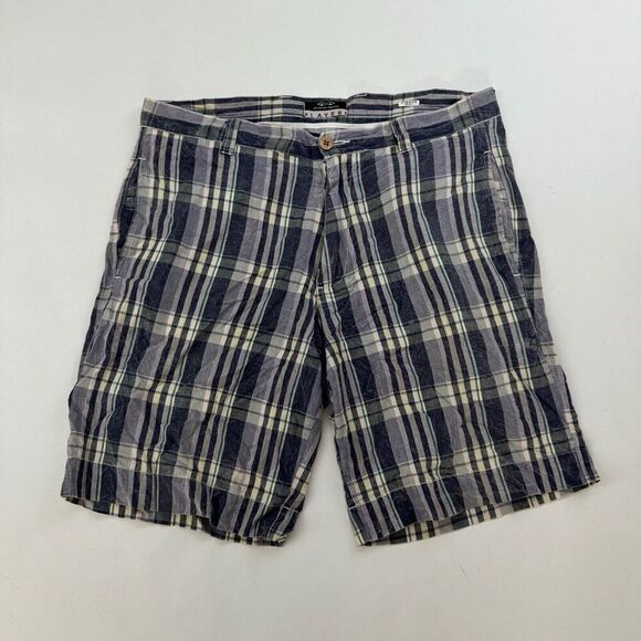 Snake Eyes Players Multicolor Plaid Flat Front Chino Shorts Sz 32 (36" Waist) - Picture 2 of 7